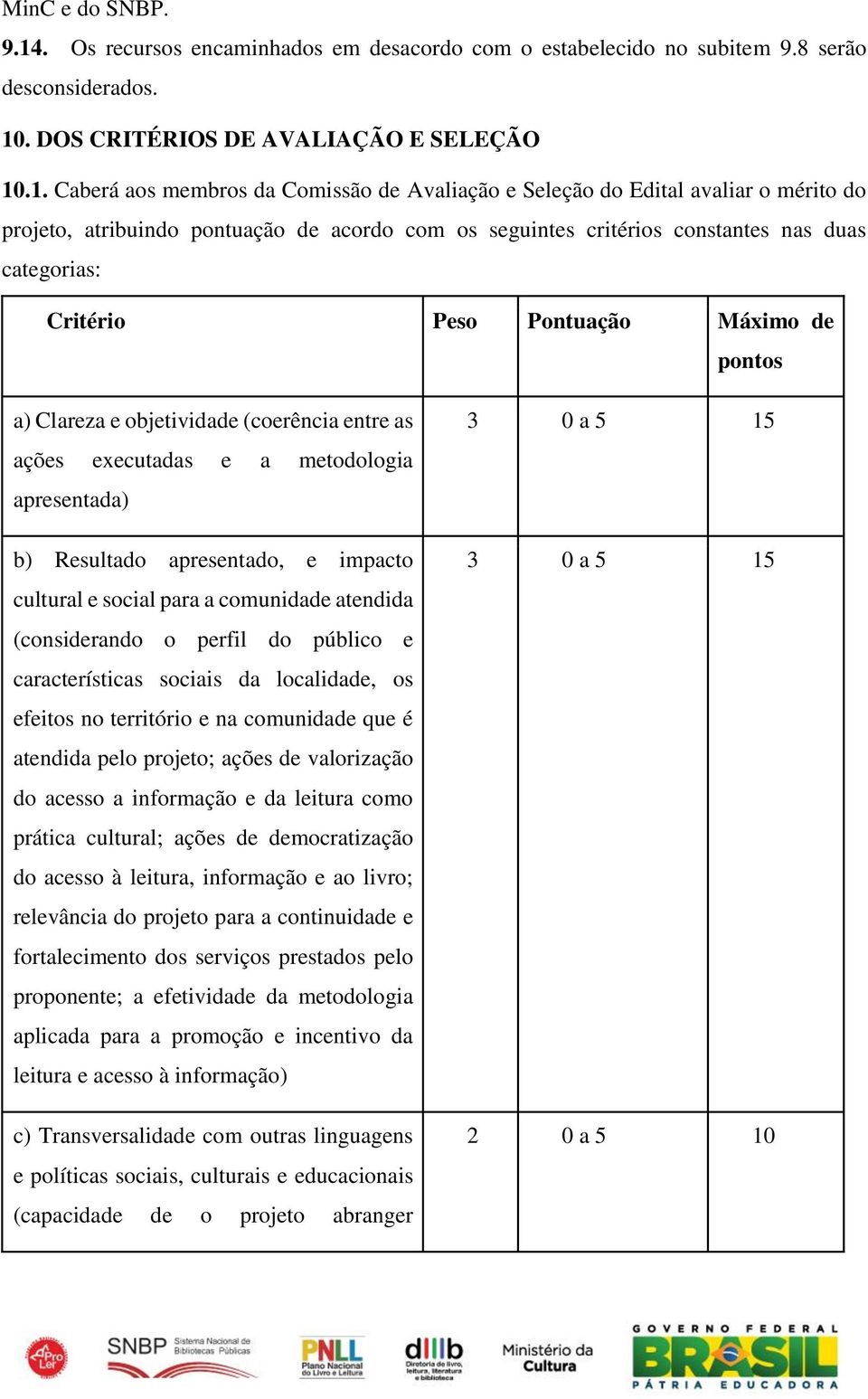 . DOS CRITÉRIOS DE AVALIAÇÃO E SELEÇÃO 10