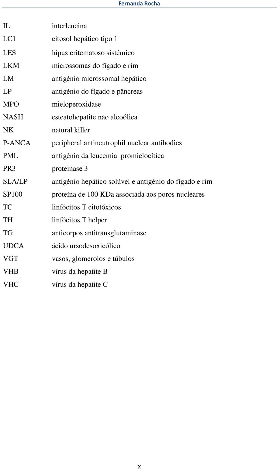 promielocítica PR3 proteinase 3 SLA/LP antigénio hepático solúvel e antigénio do fígado e rim SP100 proteína de 100 KDa associada aos poros nucleares TC linfócitos T