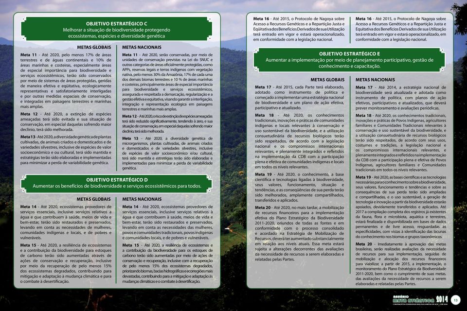 protegidas, geridas de maneira efetiva e eqüitativa, ecologicamente representativas e satisfatoriamente interligadas e por outras medidas espaciais de conservação, e integradas em paisagens