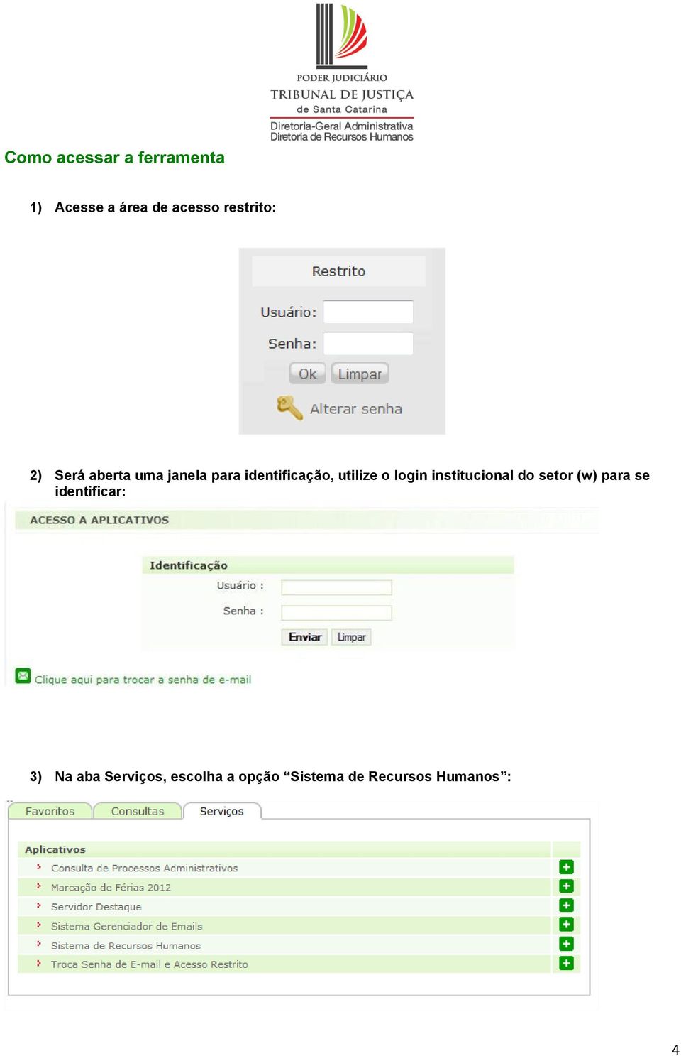 utilize o login institucional do setor (w) para se