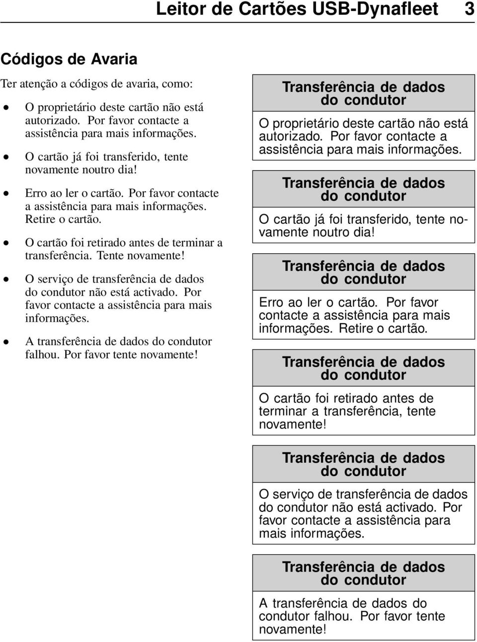 O cartão foi retirado antes de terminar a transferência. Tente novamente! O serviço de transferência de dados não está activado. Por favor contacte a assistência para mais informações.