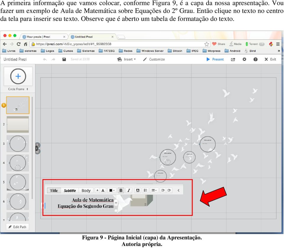 Então clique no texto no centro da tela para inserir seu texto.