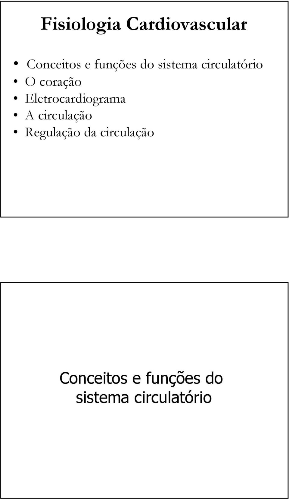 Eletrocardiograma A circulação Regulação da