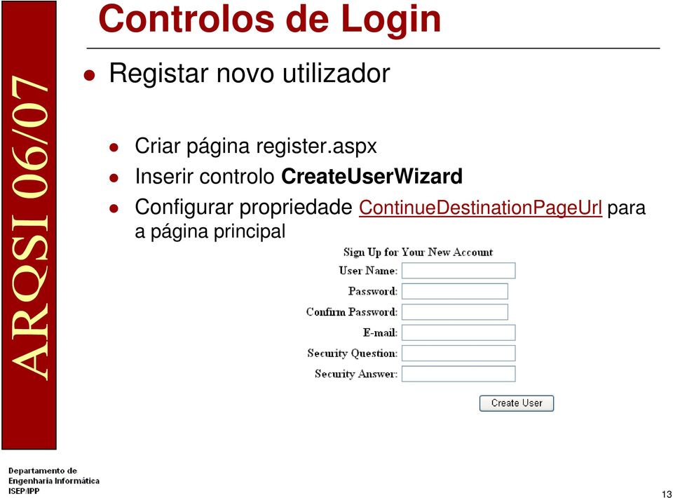 aspx Inserir controlo CreateUserWizard