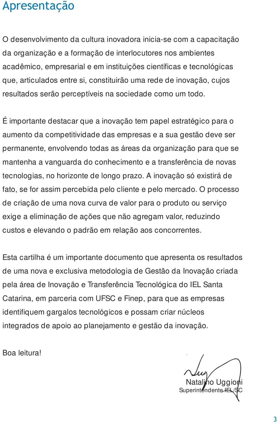 É importante destacar que a inovação tem papel estratégico para o aumento da competitividade das empresas e a sua gestão deve ser permanente, envolvendo todas as áreas da organização para que se