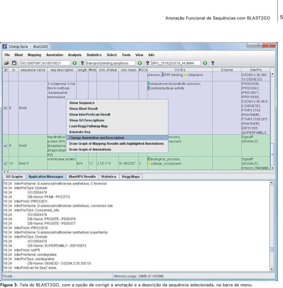 Tela do BLAST2GO, com a opção de corrigir