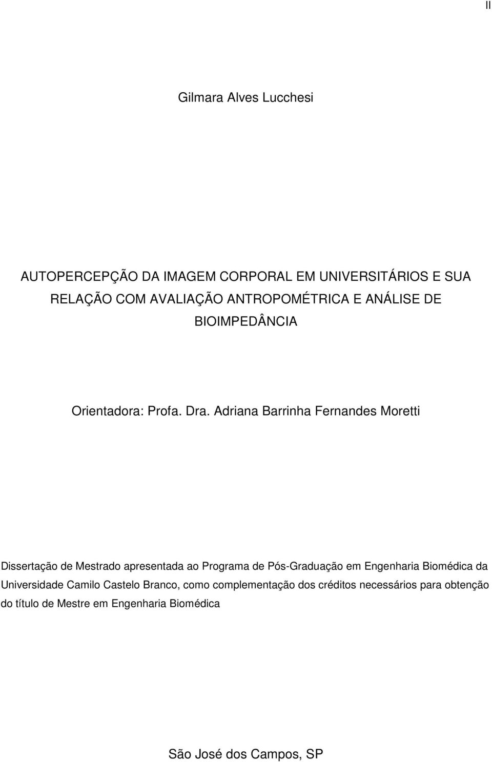 Adriana Barrinha Fernandes Moretti Dissertação de Mestrado apresentada ao Programa de Pós-Graduação em Engenharia