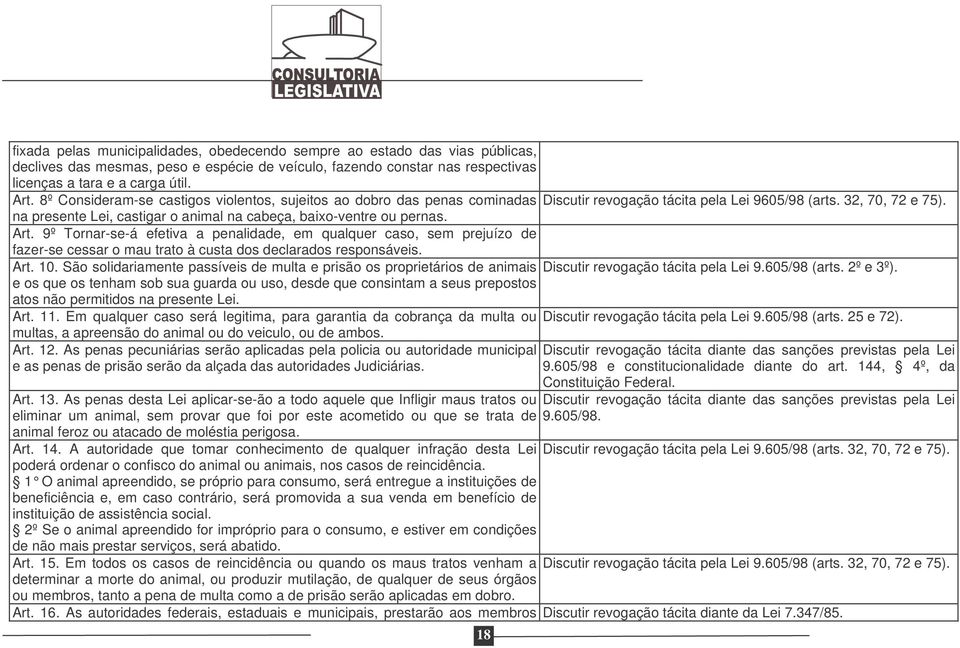 9º Tornar-se-á efetiva a penalidade, em qualquer caso, sem prejuízo de fazer-se cessar o mau trato à custa dos declarados responsáveis. Art. 10.