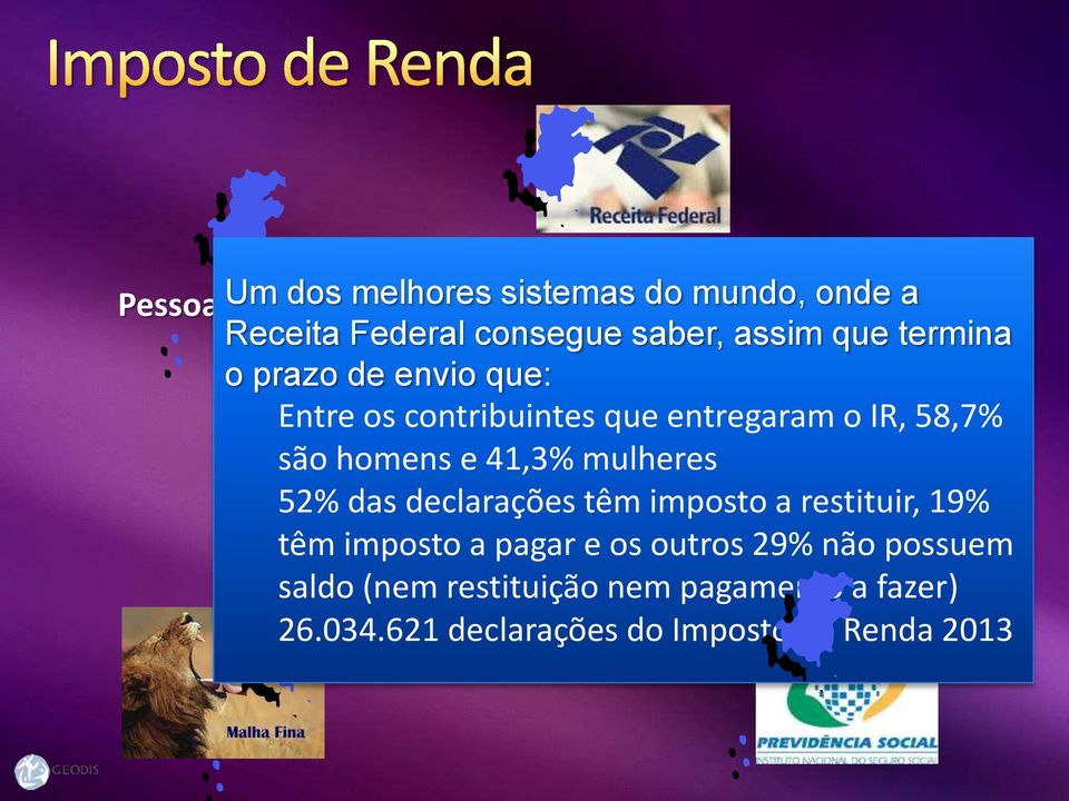 homens e 41,3% mulheres 52% das declarações têm imposto a restituir, 19% têm imposto a pagar e os