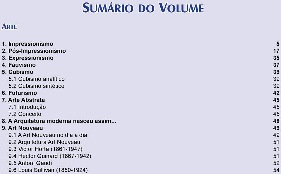 2 Conceito 45 8. A Arquitetura moderna nasceu assim... 48 9. Art Nouveau 49 9.1 A Art Nouveau no dia a dia 49 9.