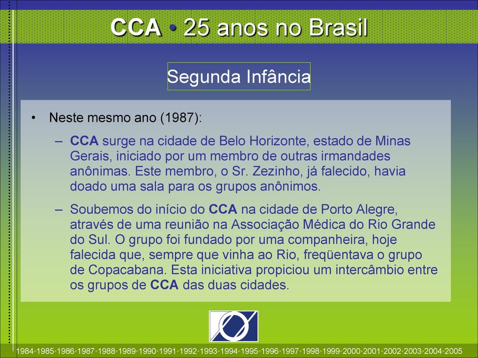 Soubemos do início do CCA na cidade de Porto Alegre, através de uma reunião na Associação Médica do Rio Grande do Sul.