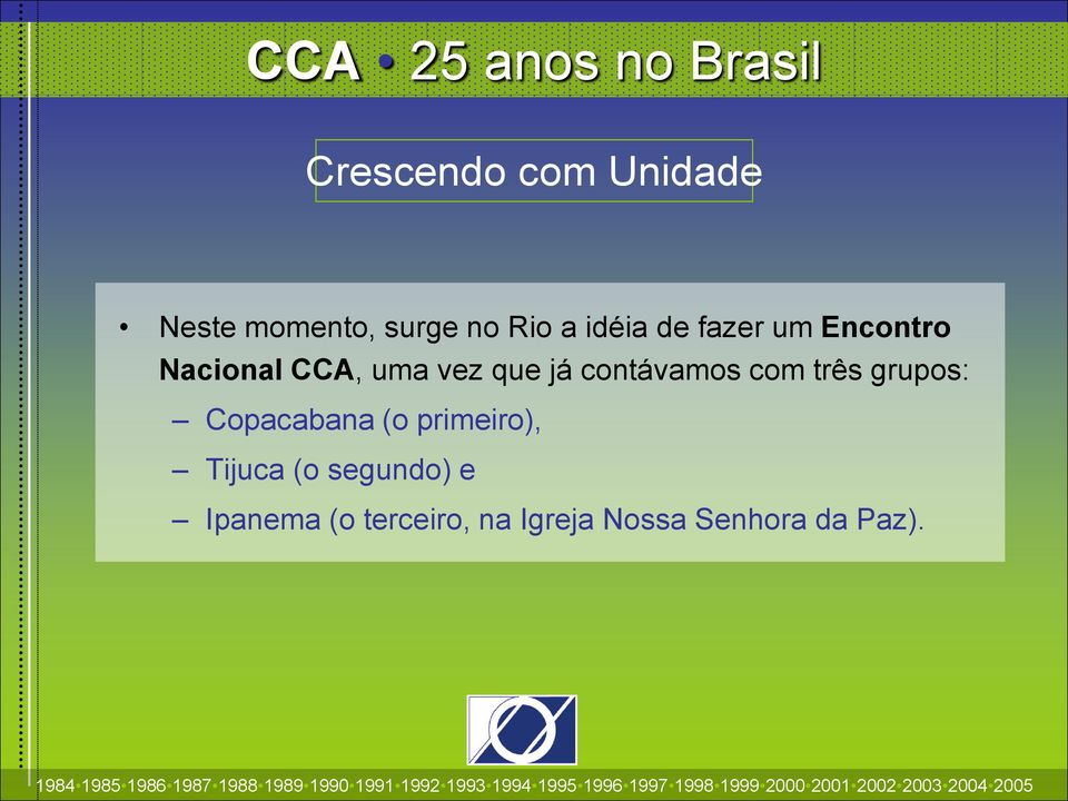 contávamos com três grupos: Copacabana (o primeiro),