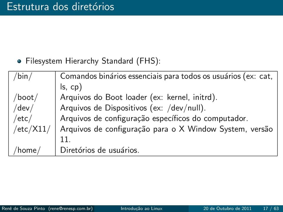 /etc/ Arquivos de configuração específicos do computador.