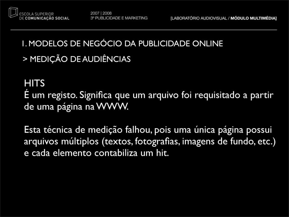 Esta técnica de medição falhou, pois uma única página possui arquivos múltiplos