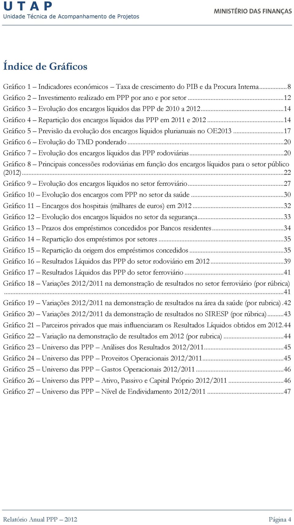 .. 14 Gráfico 5 Previsão da evolução dos encargos líquidos plurianuais no OE2013... 17 Gráfico 6 Evolução do TMD ponderado... 20 Gráfico 7 Evolução dos encargos líquidos das PPP rodoviárias.