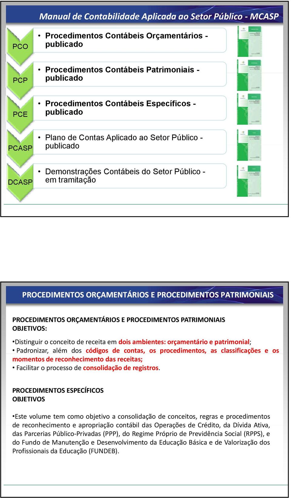 PATRIMONIAIS PROCEDIMENTOS ORÇAMENTÁRIOS E PROCEDIMENTOS PATRIMONIAIS OBJETIVOS: Distinguir o conceito de receita em dois ambientes: orçamentário e patrimonial; Padronizar, além dos códigos de