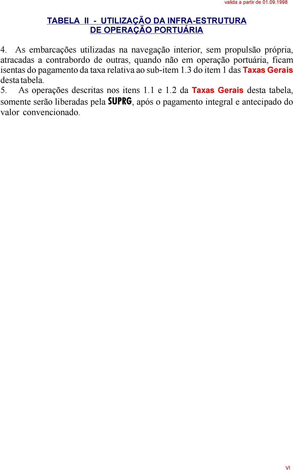 em operação portuária, ficam isentasdopagamentodataxarelativaaosub-item1.3doitem1das TaxasGerais destatabela. 5.