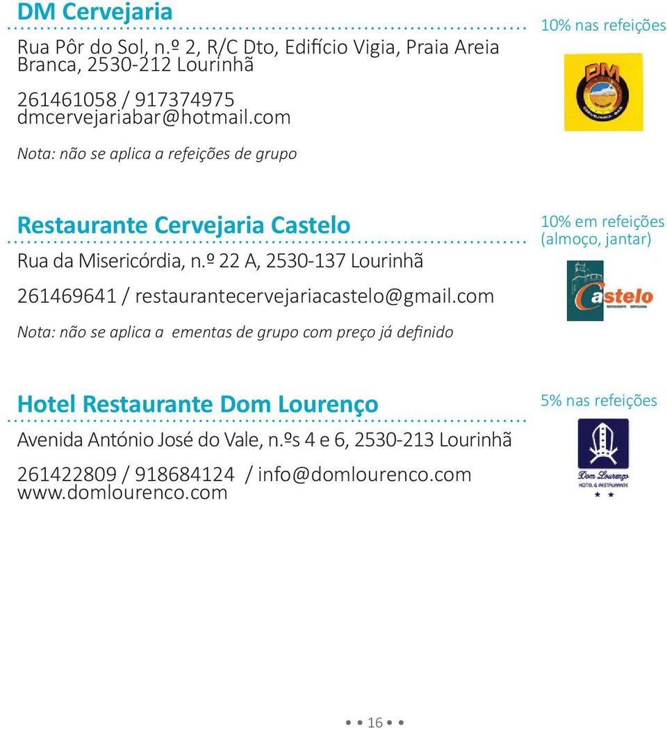 º 22 A, 2530-137 Lourinhã 261469641 / restaurantecervejariacastelo@gmail.