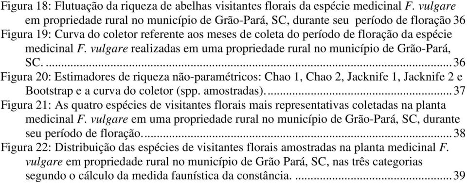 vulgare realizadas em uma propriedade rural no município de Grão-Pará, SC.