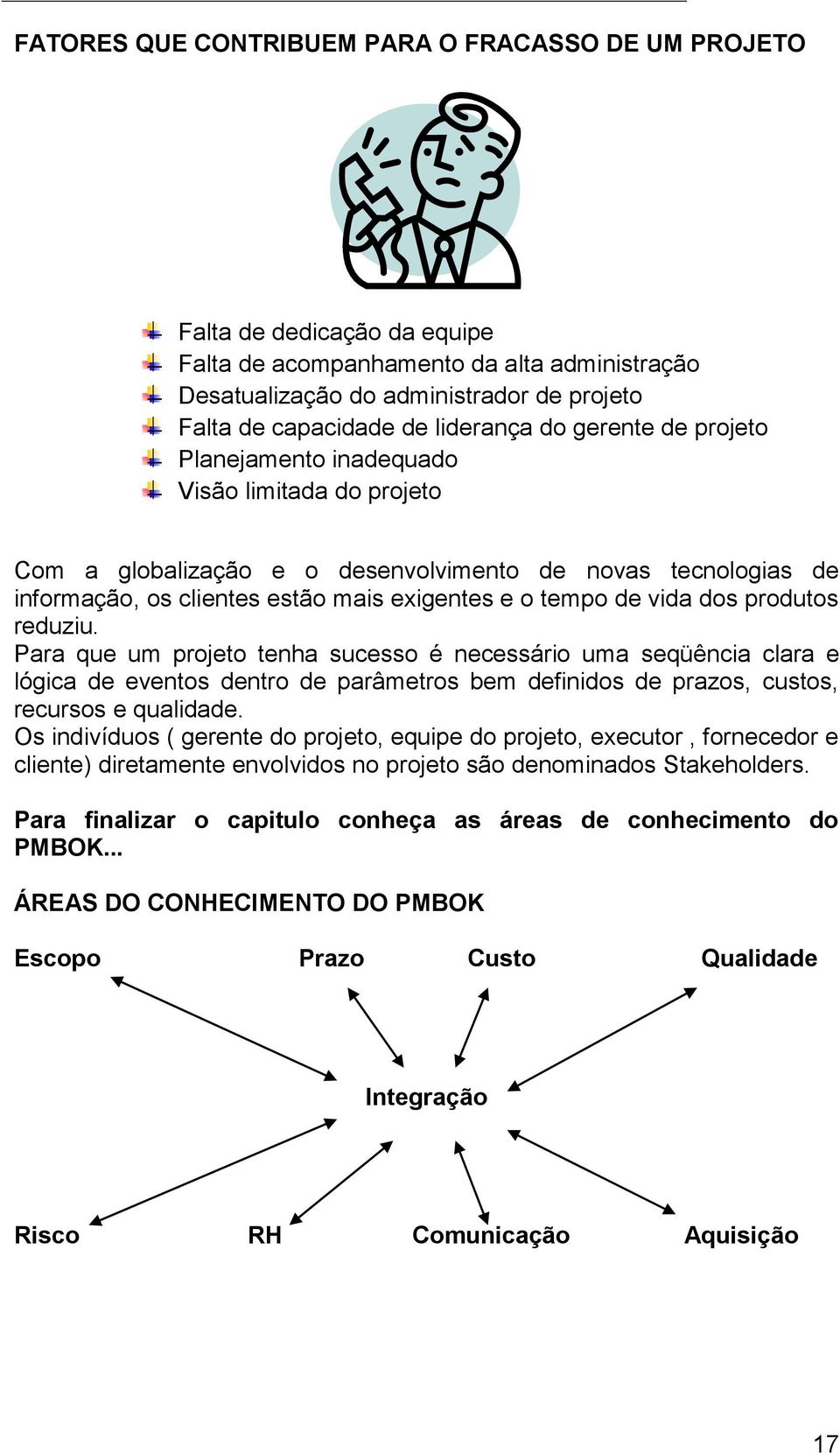 de vida dos produtos reduziu. Para que um projeto tenha sucesso é necessário uma seqüência clara e lógica de eventos dentro de parâmetros bem definidos de prazos, custos, recursos e qualidade.