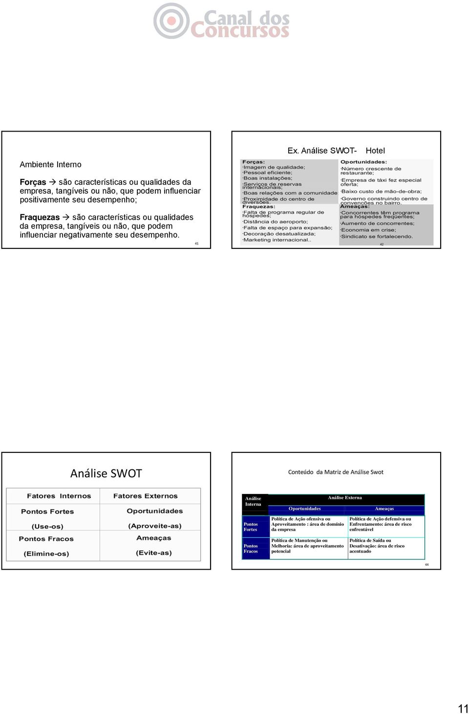 Análise SWOT- Hotel 42 Análise SWOT Conteúdo da Matriz de Análise Swot Análise Interna Oportunidades Análise Externa Ameaças Pontos Fortes Pontos Fracos Política de Ação