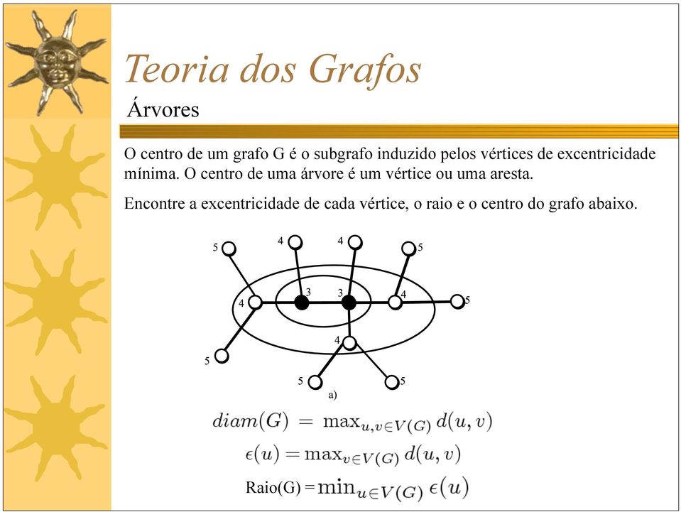 O centro de uma árvore é um vértice ou uma aresta.