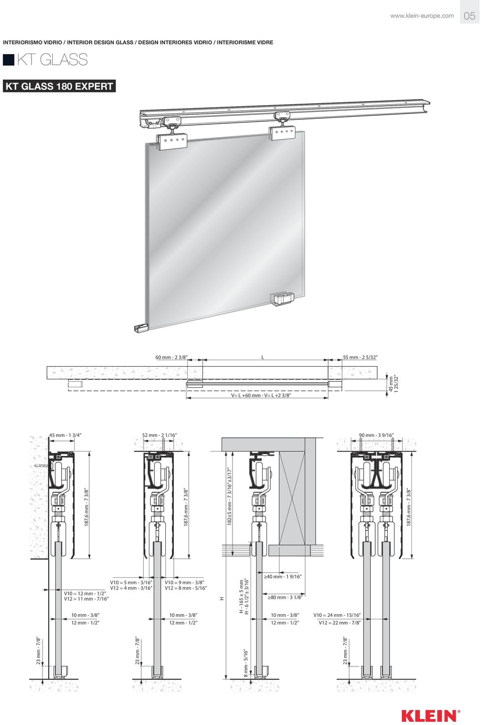 187,6 mm - 7 3/8 V10 = 24 mm - 15/16 V12 = 22 mm - 7/8 23 mm - 7/8 182±5 mm - 7 3/16 ±3/17 40 mm - 1 9/16 80 mm - 3 1/8 12