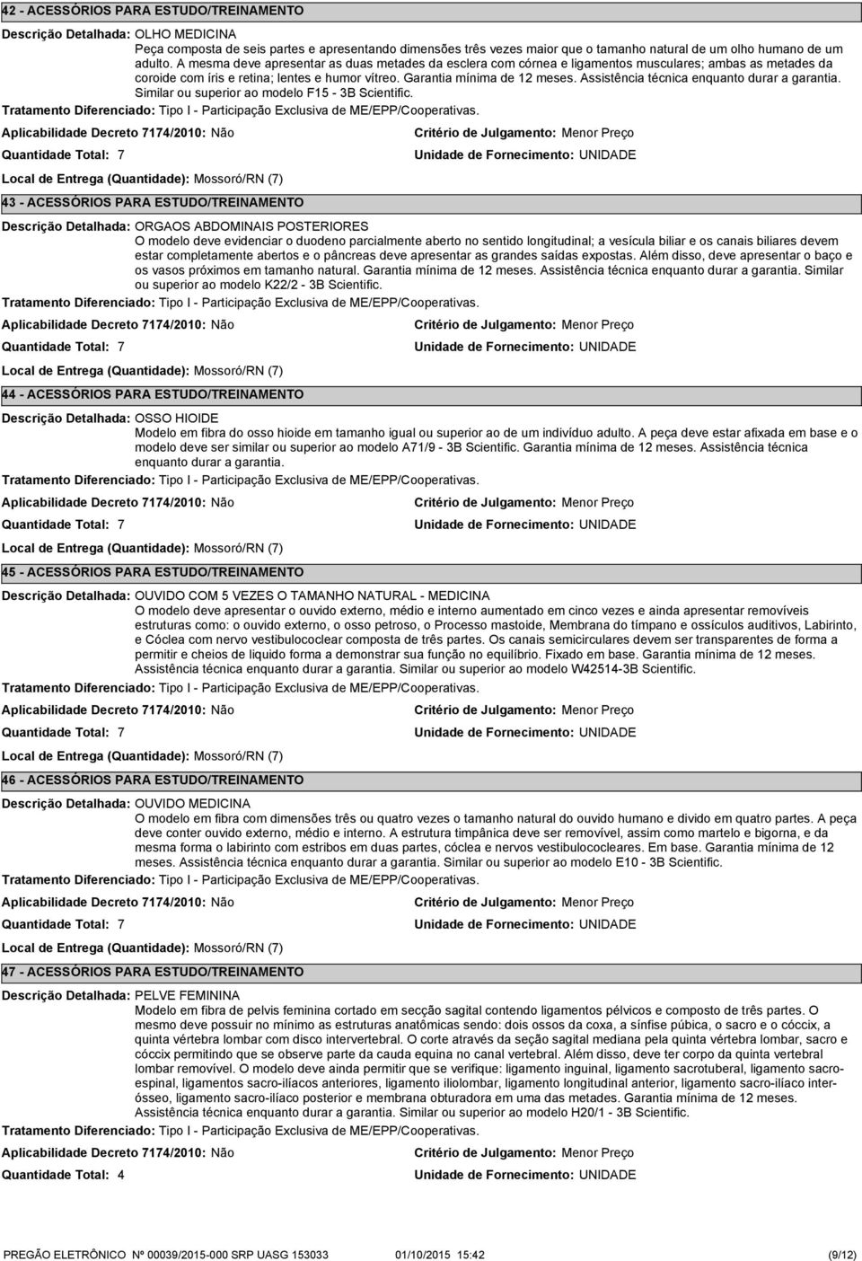 Assistência técnica enquanto durar a garantia. Similar ou superior ao modelo F15-3B Scientific.