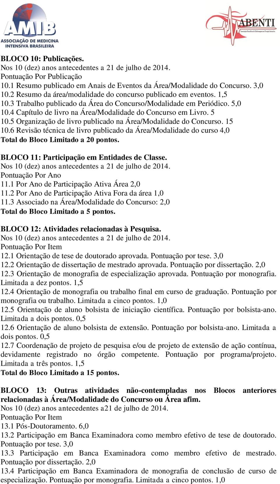 4 Capítulo de livro na Área/Modalidade do Concurso em Livro. 5 10.5 Organização de livro publicado na Área/Modalidade do Concurso. 15 10.