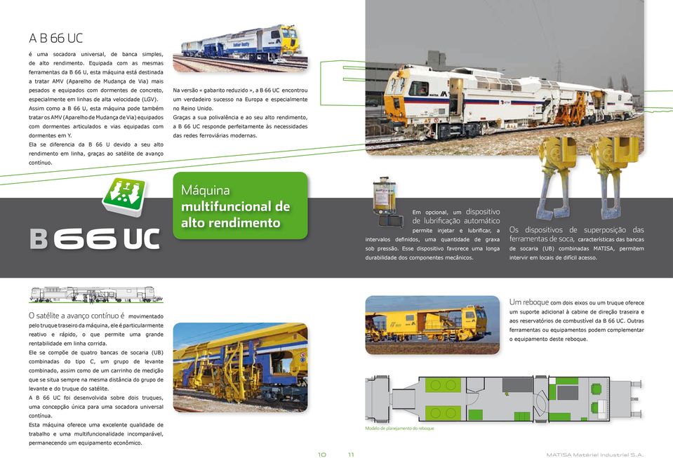 a B 66 UC encontrou especialmente em linhas de alta velocidade (LGV). um verdadeiro sucesso na Europa e especialmente Assim como a B 66 U, esta máquina pode também no Reino Unido.