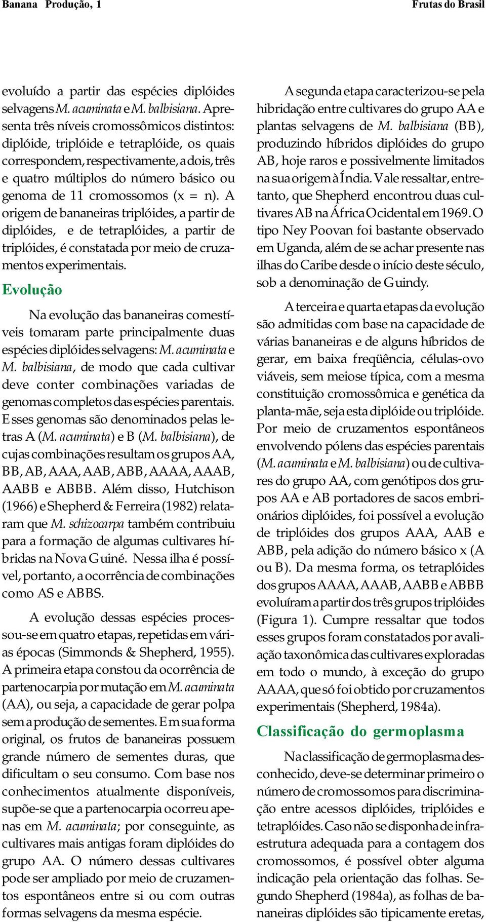 (x = n). A origem de bananeiras triplóides, a partir de diplóides, e de tetraplóides, a partir de triplóides, é constatada por meio de cruzamentos experimentais.