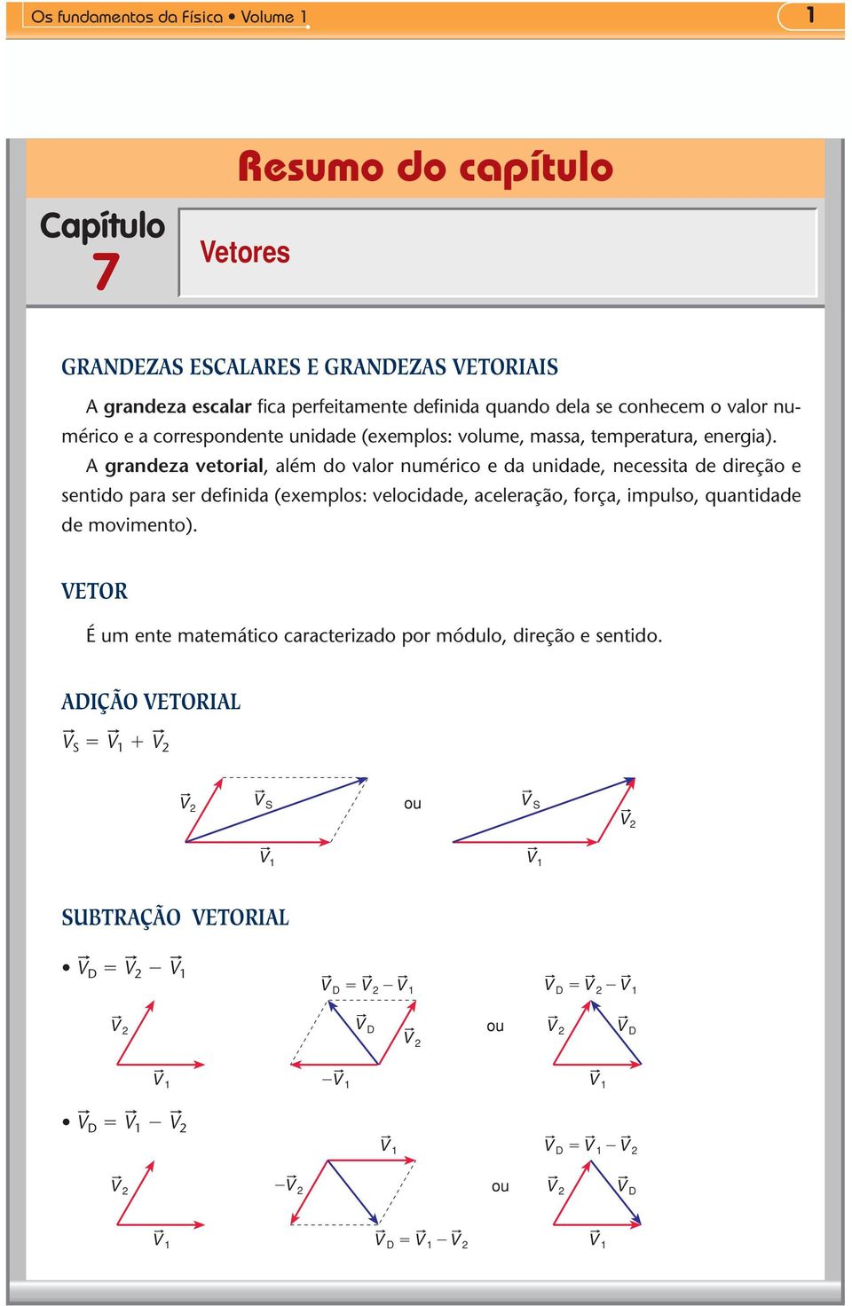 grandeza etoral, alé do alor nuérco e da undade, necessta de dreção e sentdo para ser defnda (eeplos: elocdade, aceleração, força, pulso, quantdade de oento).