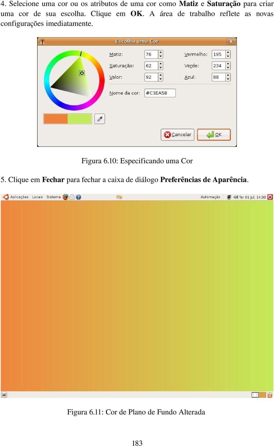 A área de trabalho reflete as novas configurações imediatamente. Figura 6.