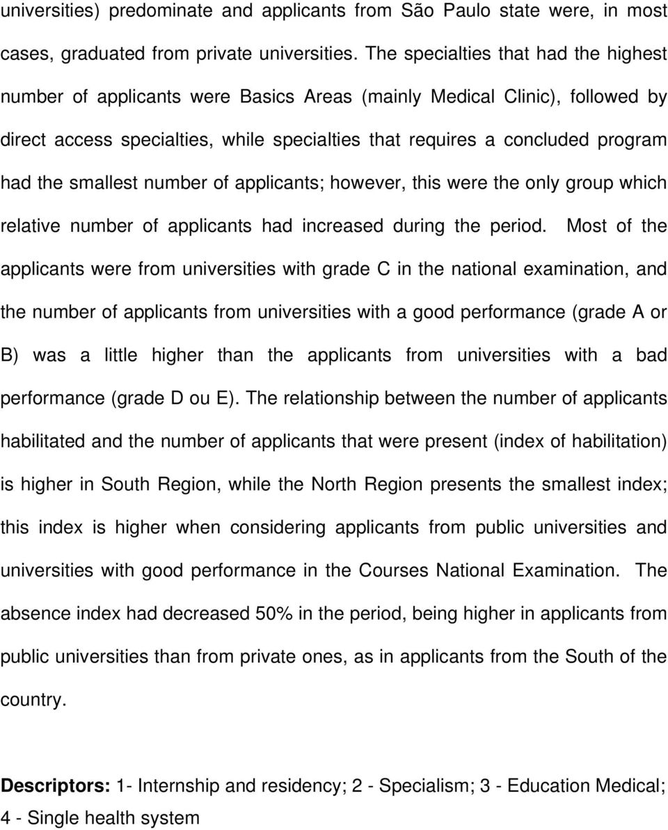 smallest number of applicants; however, this were the only group which relative number of applicants had increased during the period.