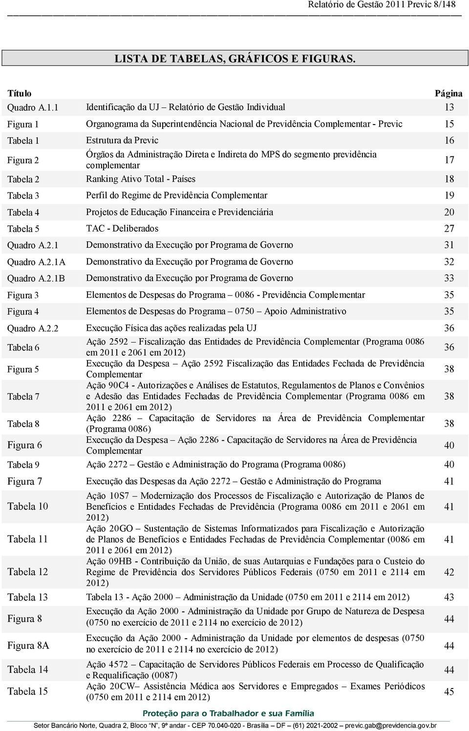 8 LISTA DE TABELAS, GRÁFICOS E FIGURAS. Título Página Quadro A.1.