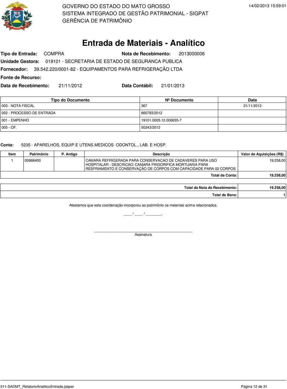 E UTENS.MEDICOS ODONTOL., LAB. E HOSP.