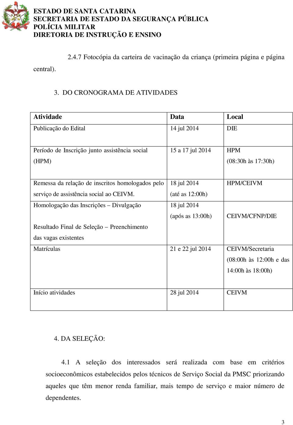 inscritos homologados pelo 18 jul 2014 HPM/CEIVM serviço de assistência social ao CEIVM.