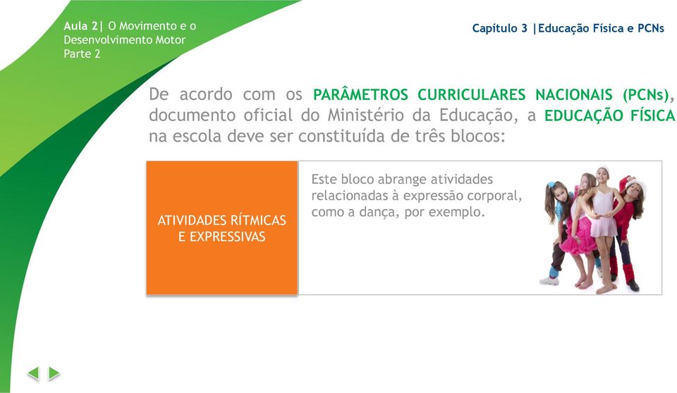 na escola deve ser constituída de três blocos: ATIVIDADES RÍTMICAS E EXPRESSIVAS