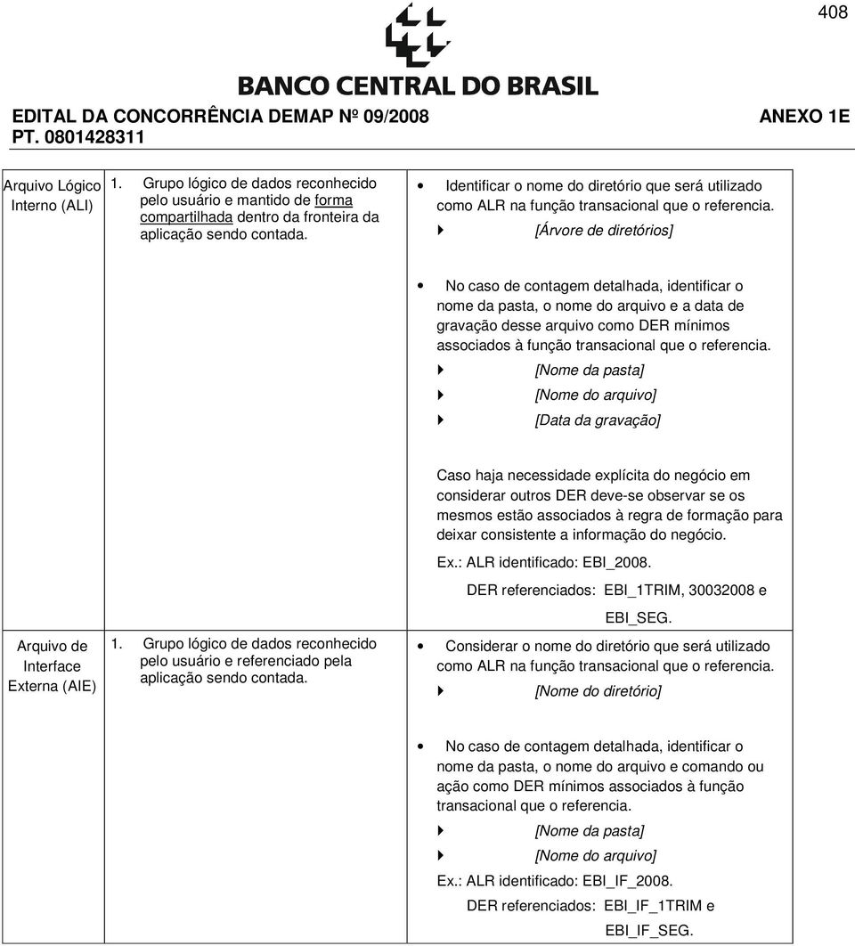 [Árvore de diretórios] No caso de contagem detalhada, identificar o nome da pasta, o nome do arquivo e a data de gravação desse arquivo como DER mínimos associados à função transacional que o