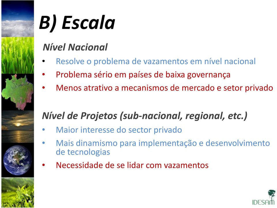 de Projetos (sub-nacional, regional, etc.