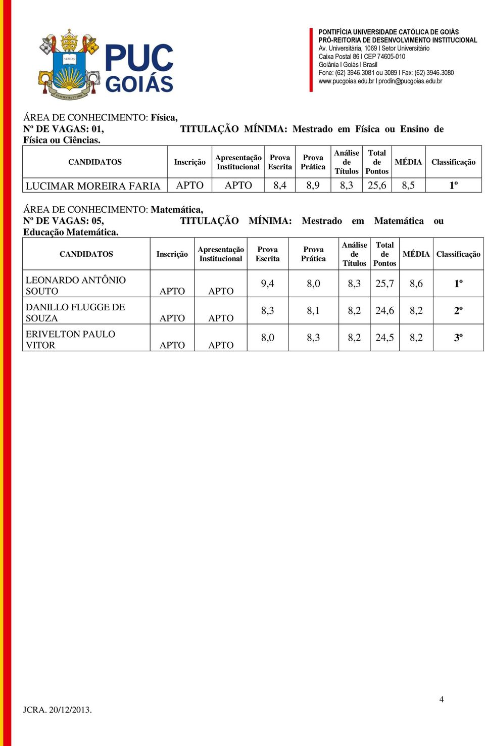 TITULAÇÃO MÍNIMA: Mestrado em Matemática ou Educação Matemática.