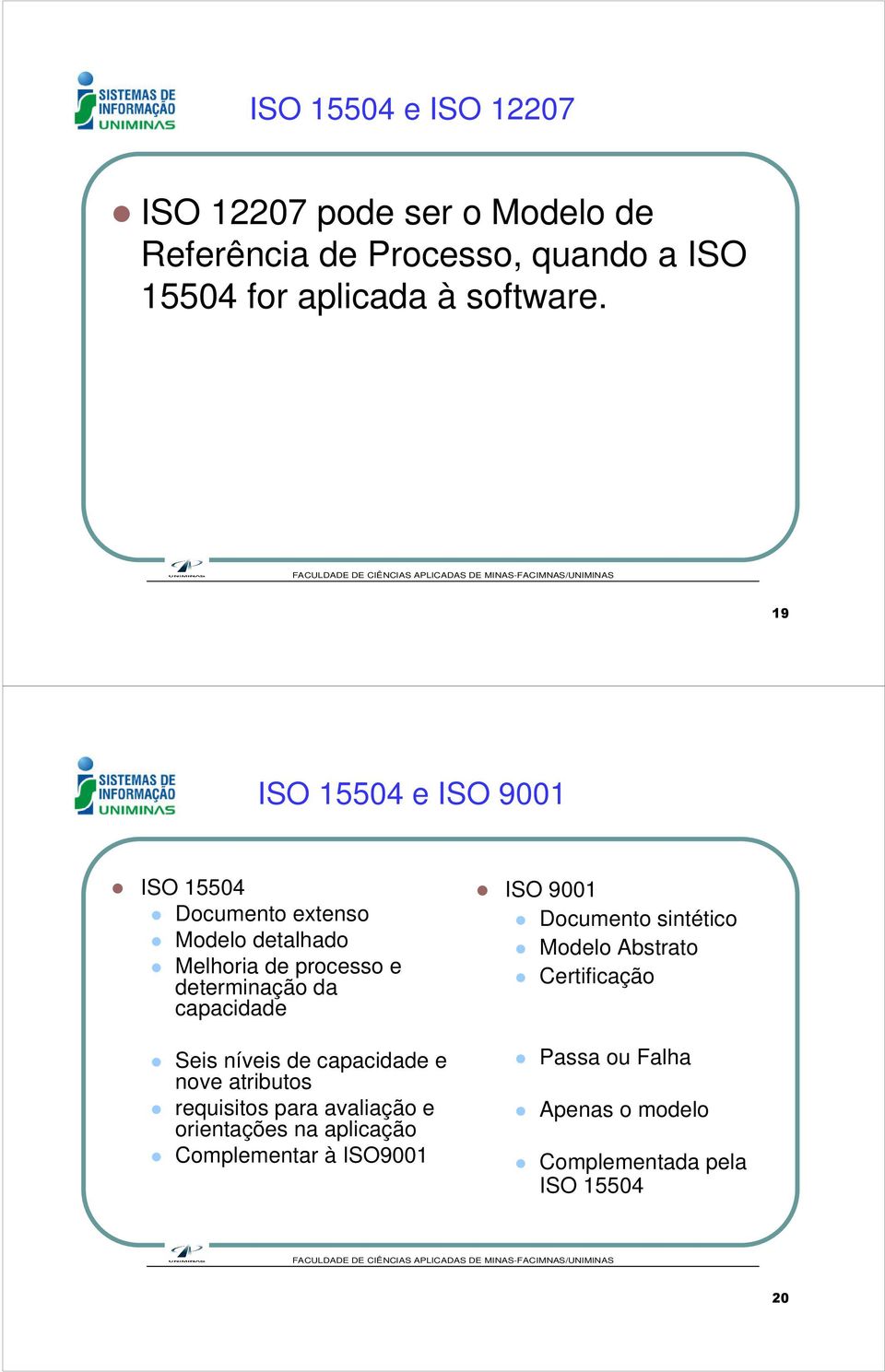 nívis capacida nov atributos rquisitos para avaliação orintaçõs aplicação Complmntar à ISO900 ISO
