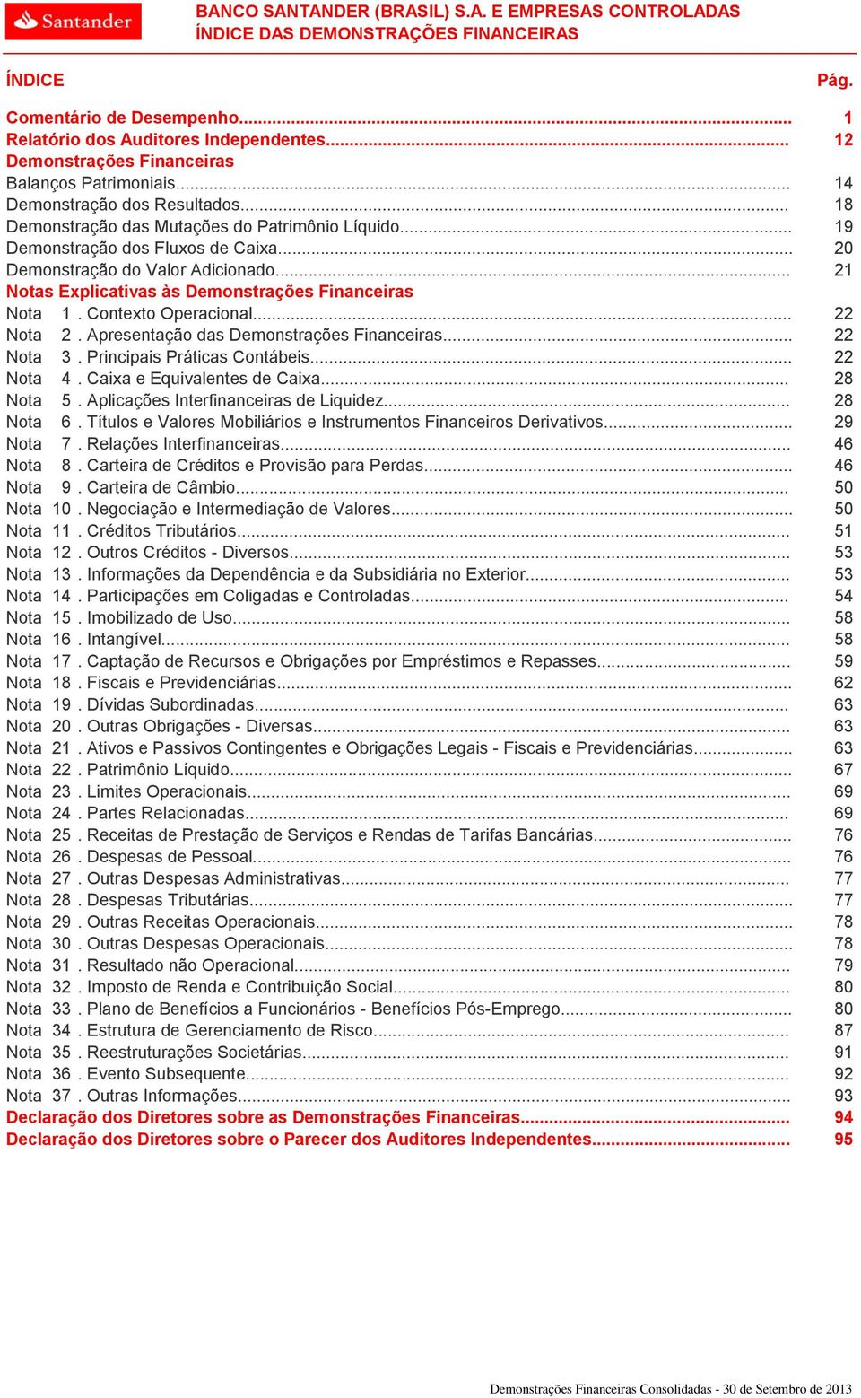 Contexto Operacional... 22 Nota 2. Apresentação das Demonstrações Financeiras... 22 Nota 3. Principais Práticas Contábeis... 22 Nota 4. Caixa e Equivalentes de Caixa... 28 Nota 5.