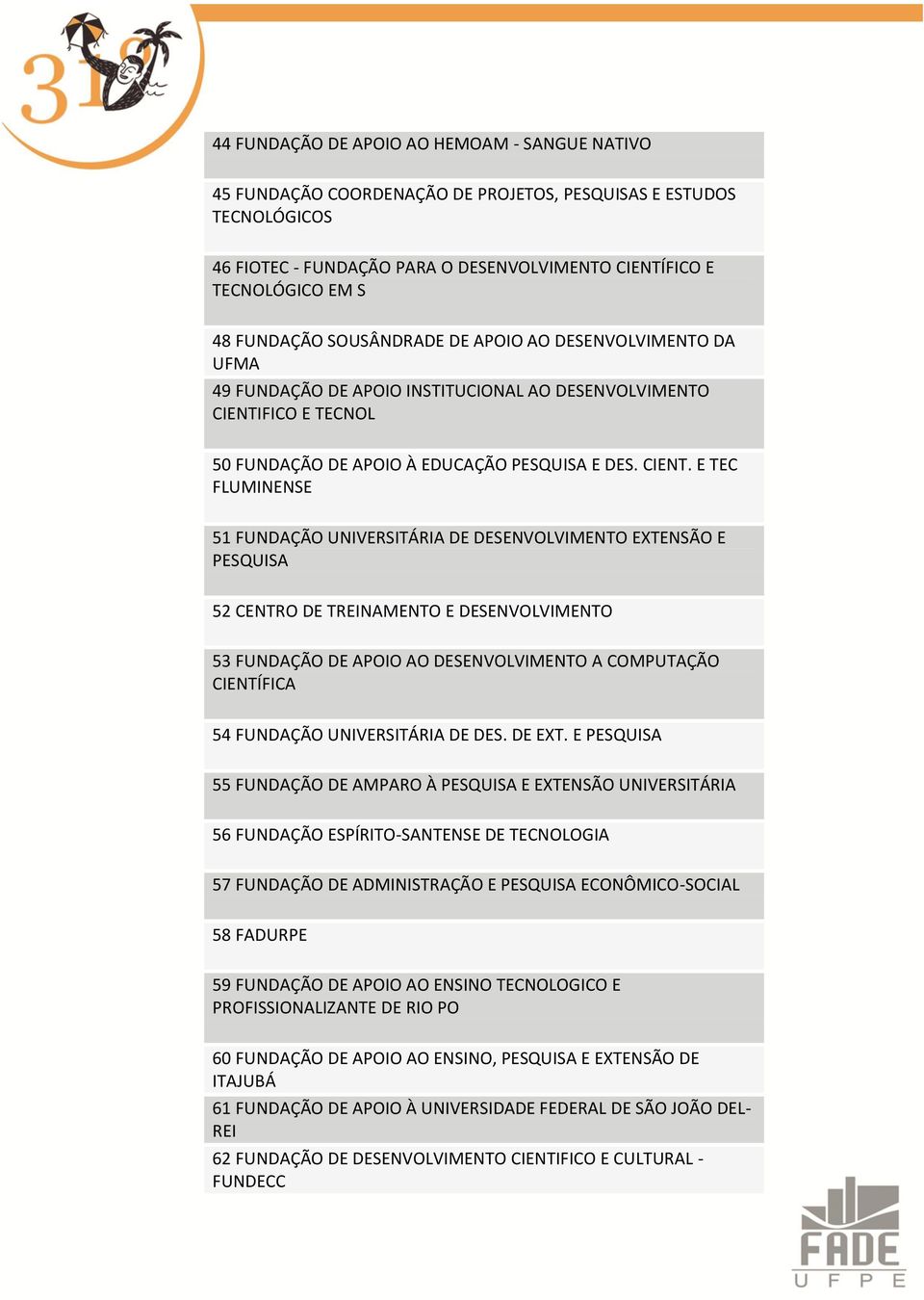 FICO E TECNOL 50 FUNDAÇÃO DE APOIO À EDUCAÇÃO PESQUISA E DES. CIENT.