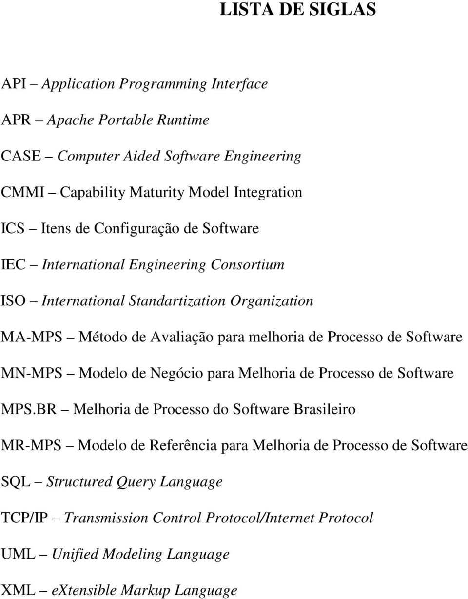 Processo de Software MN-MPS Modelo de Negócio para Melhoria de Processo de Software MPS.