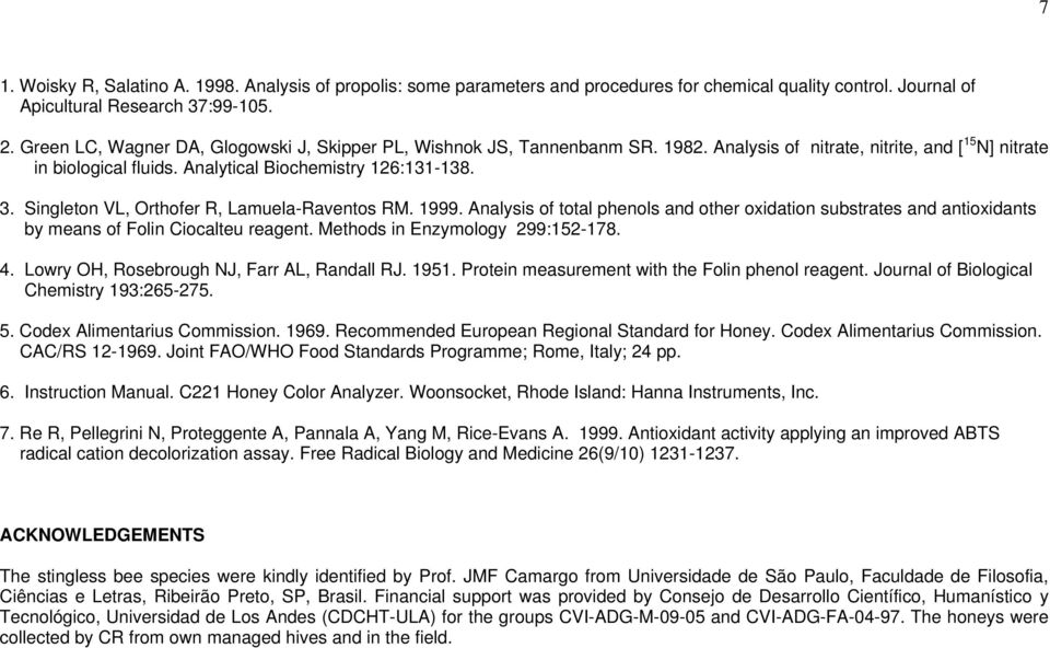 Singleton VL, Orthofer R, Lamuela-Raventos RM. 1999. Analysis of total phenols and other oxidation substrates and antioxidants by means of Folin Ciocalteu reagent. Methods in Enzymology 299:152-178.