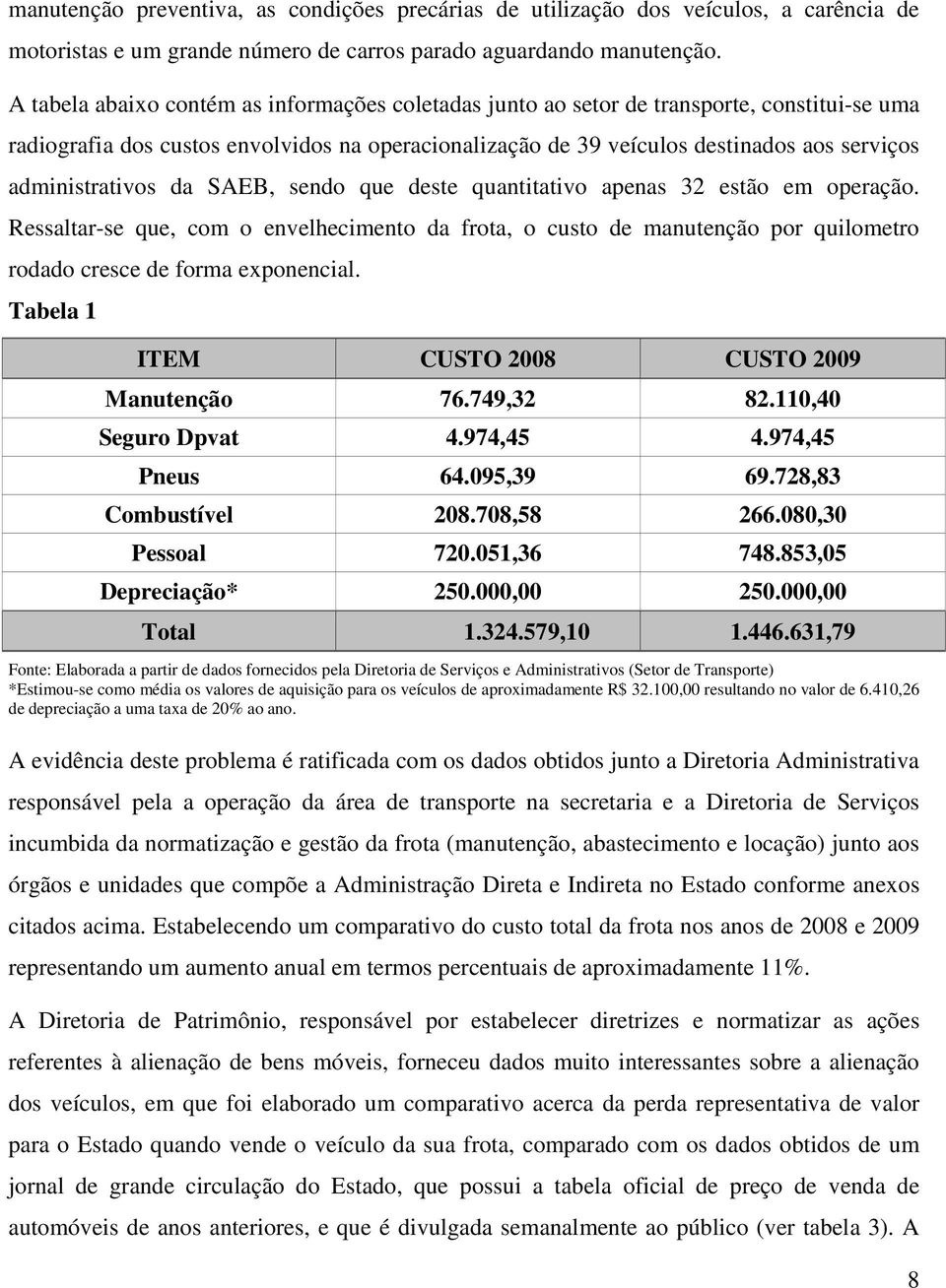 administrativos da SAEB, sendo que deste quantitativo apenas 32 estão em operação.