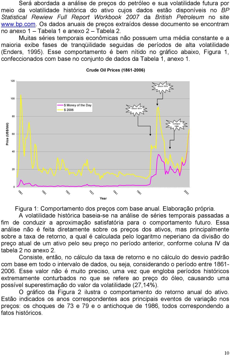 Muitas séries temporais econômicas não possuem uma média constante e a maioria exibe fases de tranqüilidade seguidas de períodos de alta volatilidade (Enders, 1995).