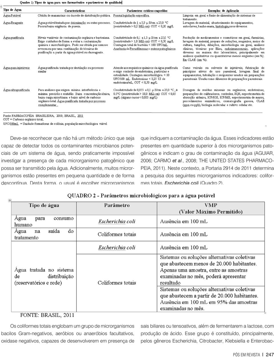 Desta forma, o usual é escolher microrganismos que indiquem a contaminação da água.