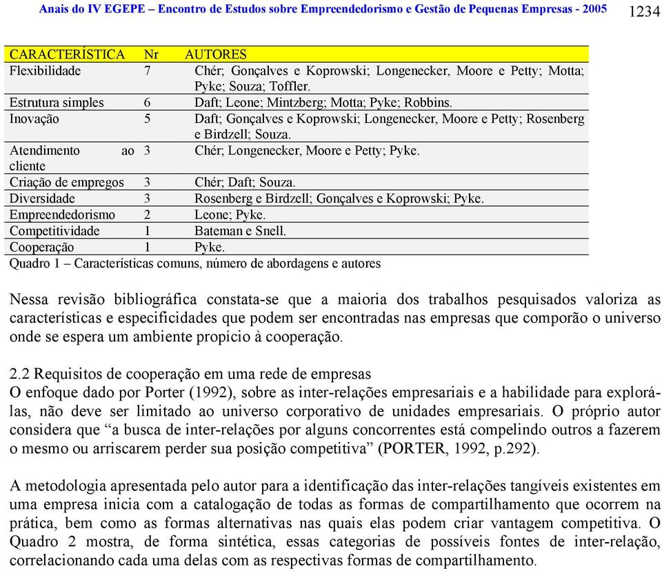 Atendimento ao 3 Chér; Longenecker, Moore e Petty; Pyke. cliente Criação de empregos 3 Chér; Daft; Souza. Diversidade 3 Rosenberg e Birdzell; Gonçalves e Koprowski; Pyke.